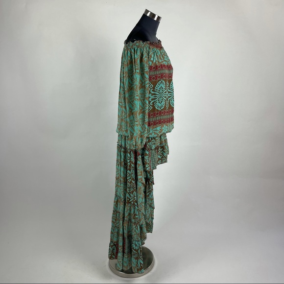 High Low Off Shoulder Smocked Dress - Picture 3 of 9